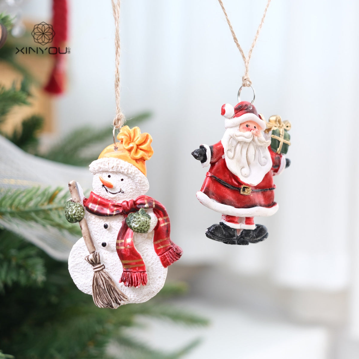Vintage Santa Snowman Christmas Ornament Set for Trees