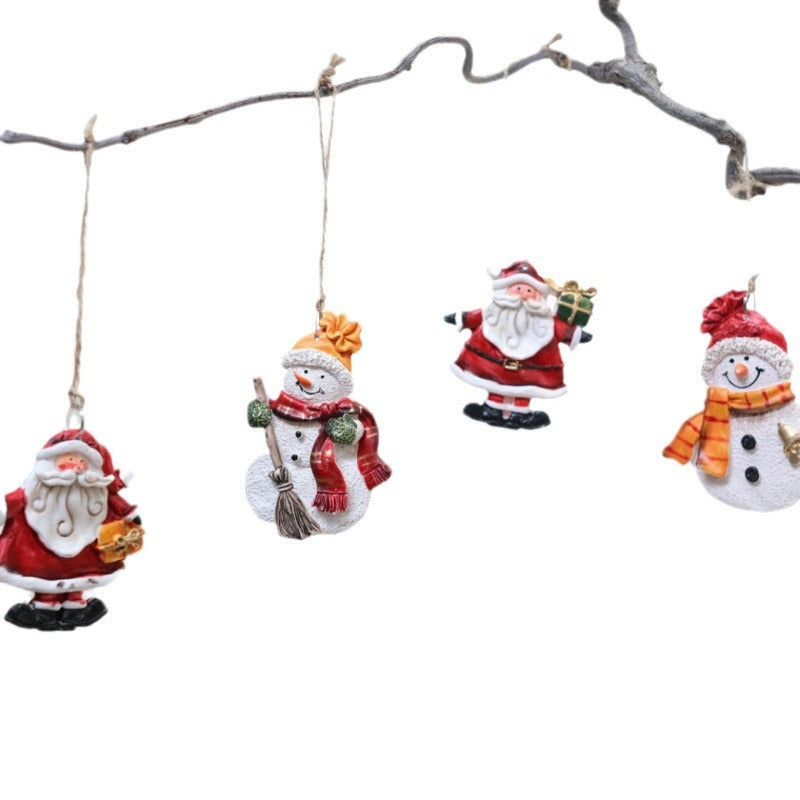 Vintage Santa Snowman Christmas Ornament Set for Trees