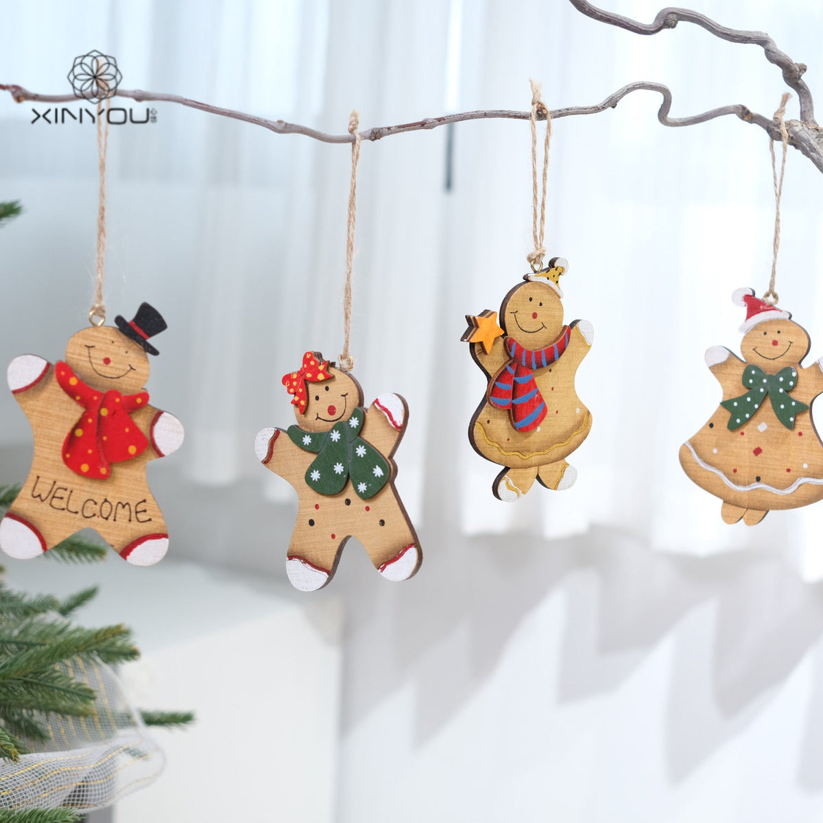 Wooden Christmas Ornaments for Vintage Tree Charm