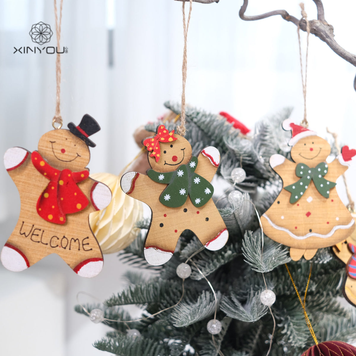 Wooden Christmas Ornaments for Vintage Tree Charm