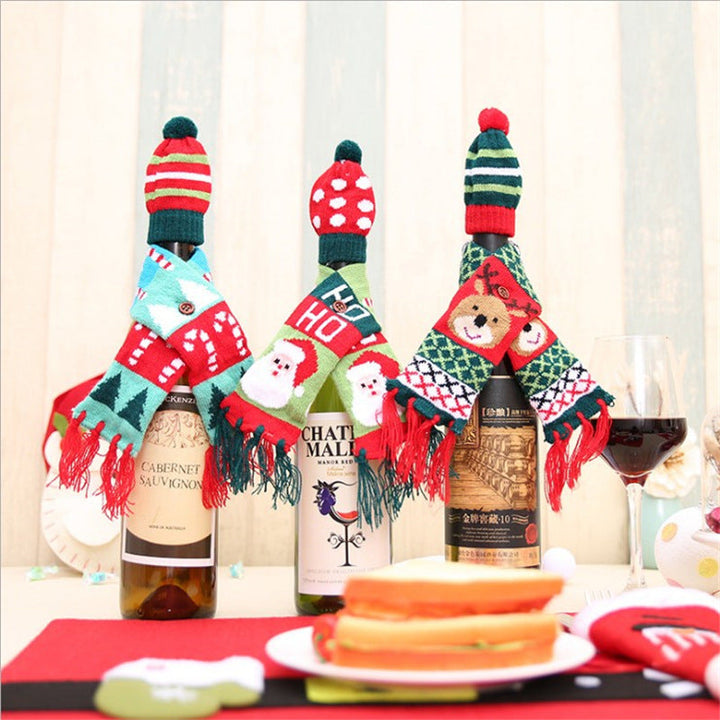 Christmas Wine Bottle Decoration Set for Festive Tables