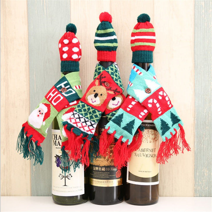 Christmas Wine Bottle Decoration Set for Festive Tables