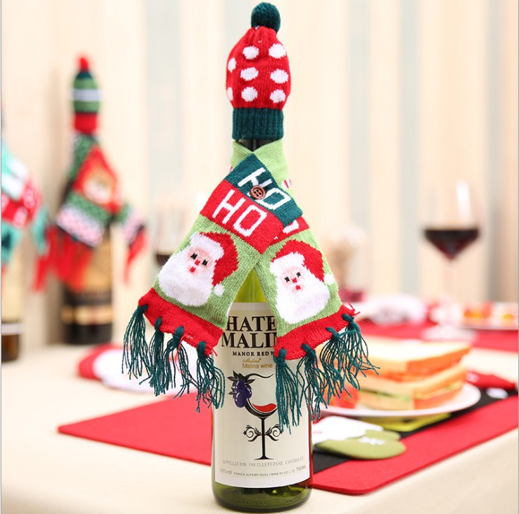 Christmas Wine Bottle Decoration Set for Festive Tables