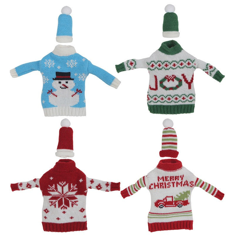 Christmas Wine Bottle Sweater Set for Festive Tables