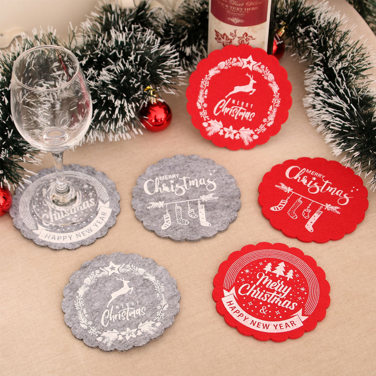 Christmas Felt Coasters for Festive Table Settings