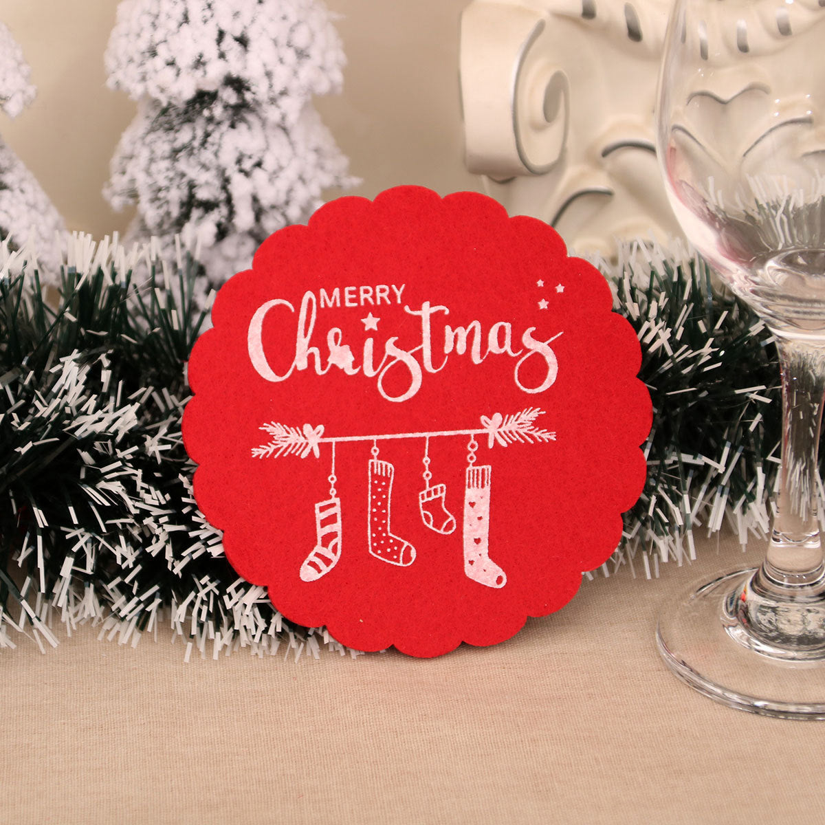 Christmas Felt Coasters for Festive Table Settings