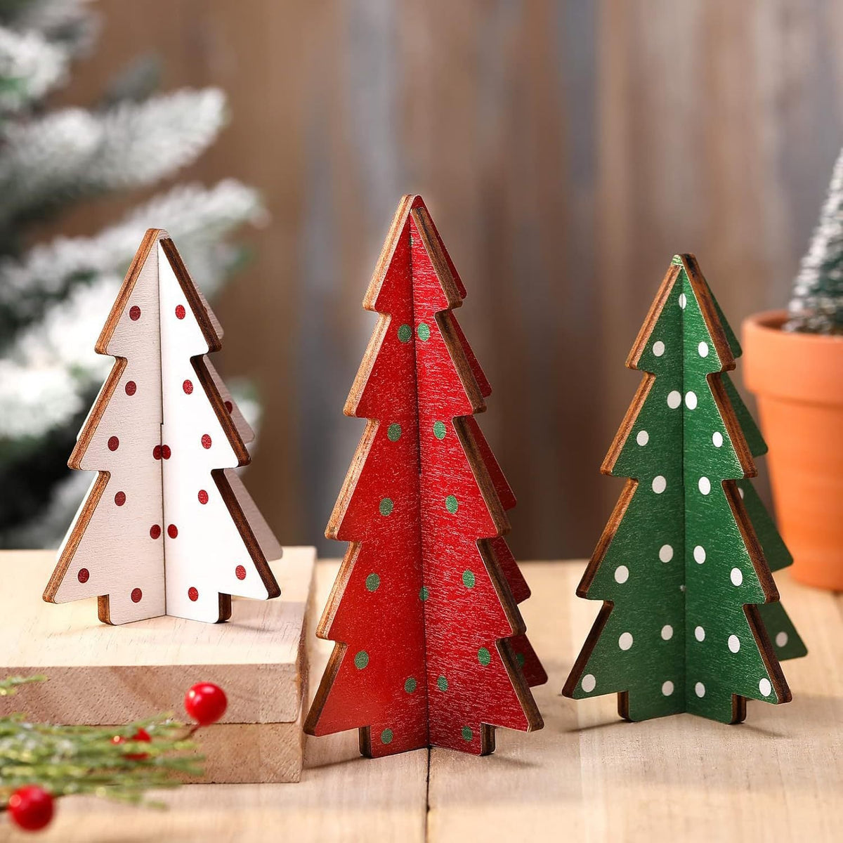 Wooden Christmas Tree Decor for Festive Tabletop Style