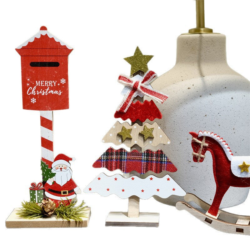 Christmas Wooden Desktop Decor for Festive Table Displays