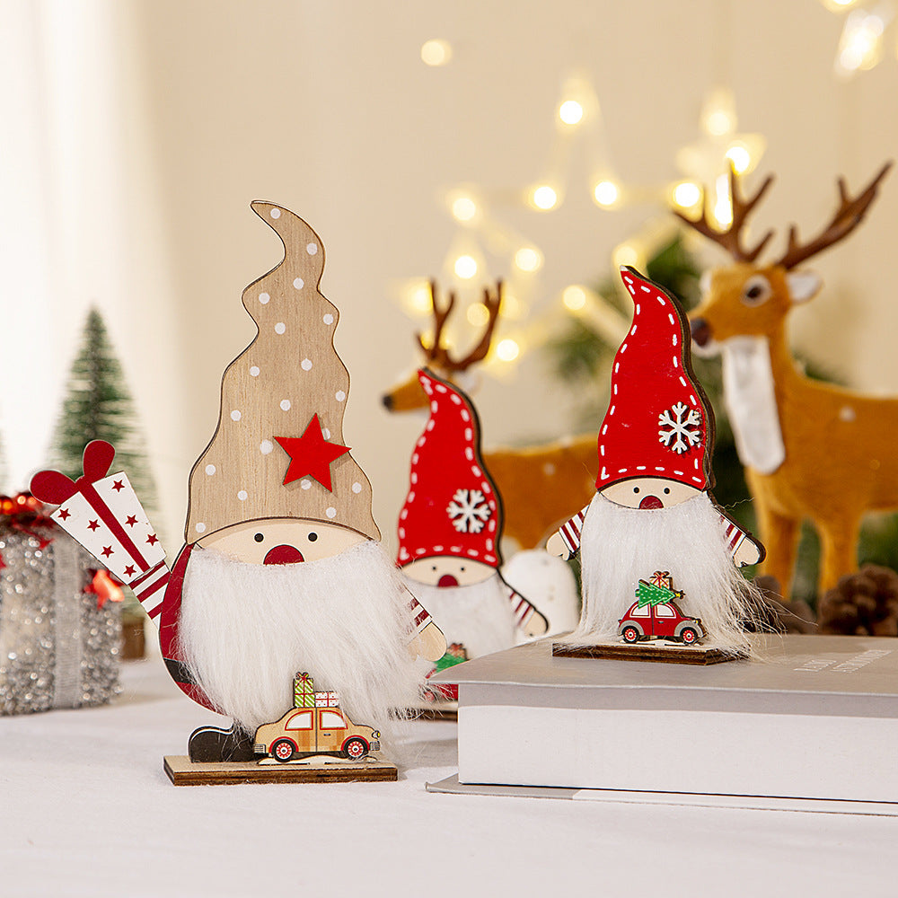 Wooden Santa Claus Christmas Decoration for Desk & Window