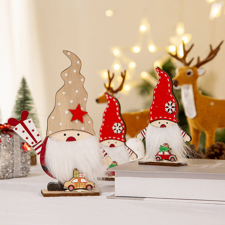 Wooden Santa Claus Christmas Decoration for Desk & Window