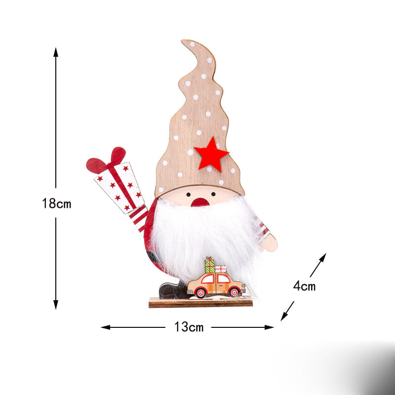 Wooden Santa Claus Christmas Decoration for Desk & Window