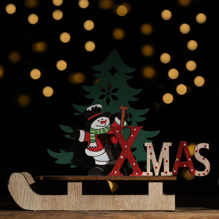 Wooden Christmas Sleigh Ornaments for Tabletop Decor
