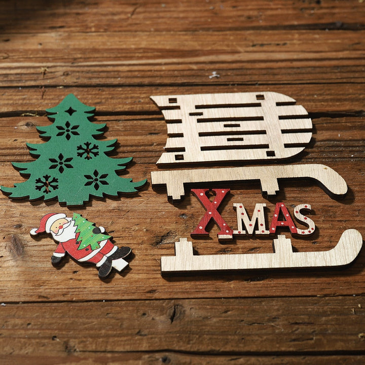 Wooden Christmas Sleigh Ornaments for Tabletop Decor