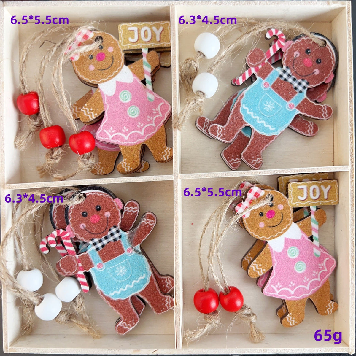 Wooden Gingerbread Ornaments for Rustic Christmas Decor