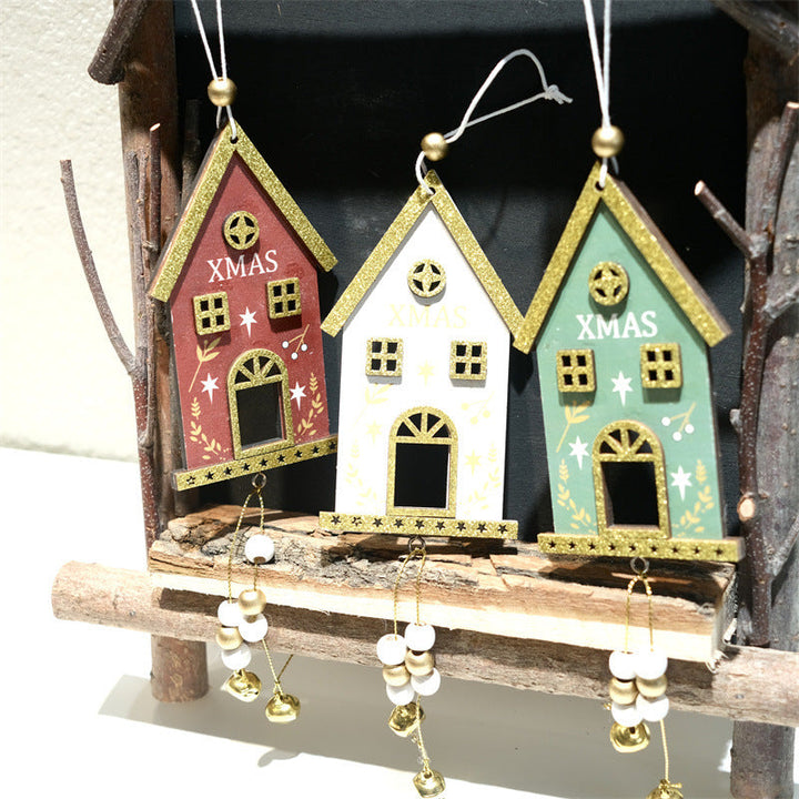 Christmas Wooden House Ornaments for Festive Displays