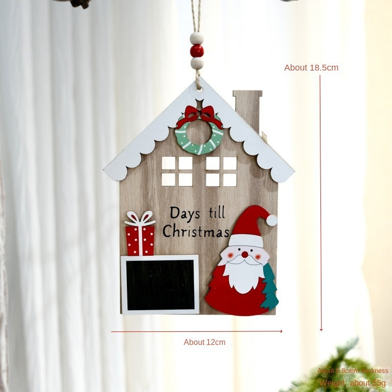 Wooden Christmas House Ornament With Countdown Chalkboard