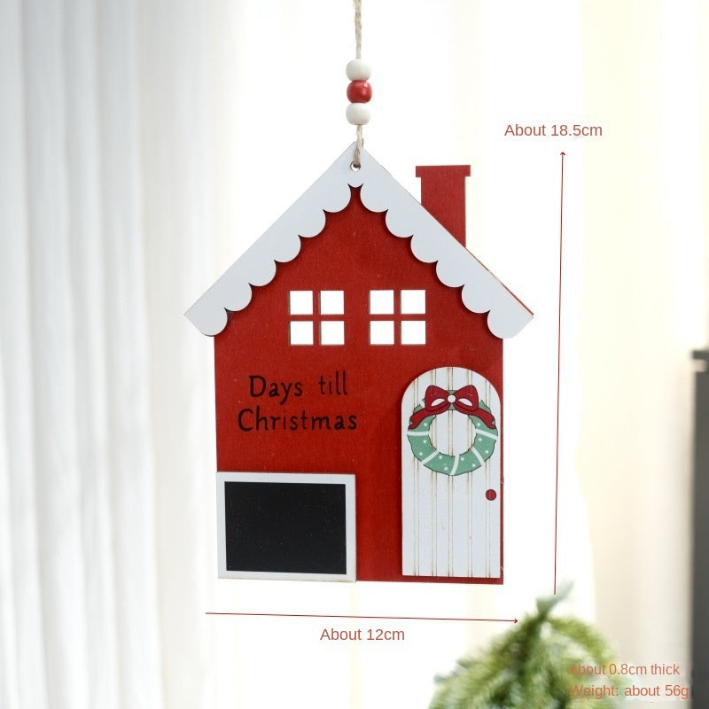 Wooden Christmas House Ornament With Countdown Chalkboard