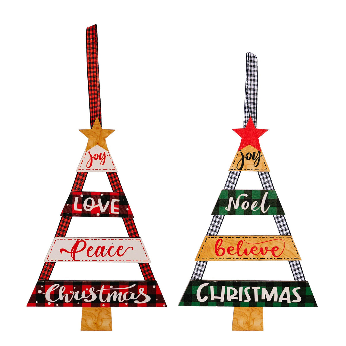 Christmas Tree Ornaments – Rustic Plaid Holiday Decor