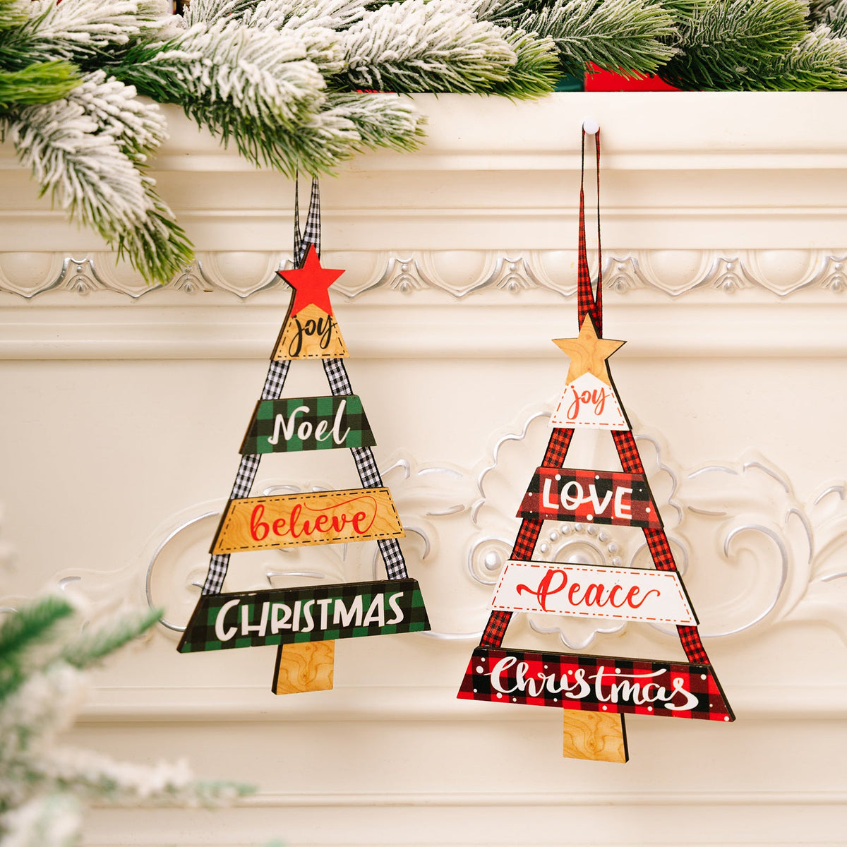 Christmas Tree Ornaments – Rustic Plaid Holiday Decor
