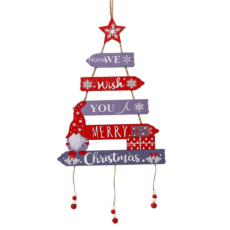 Wooden Christmas Hanging Sign - Rustic Holiday Wall Decor