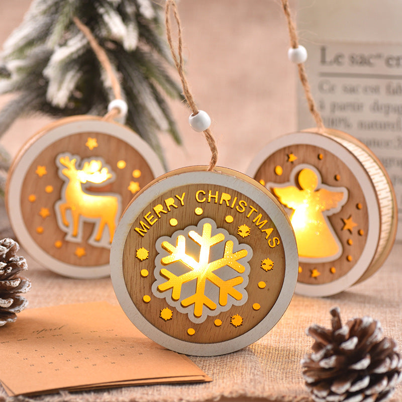 Wooden Christmas Light Pendant for Cozy Tree Decor