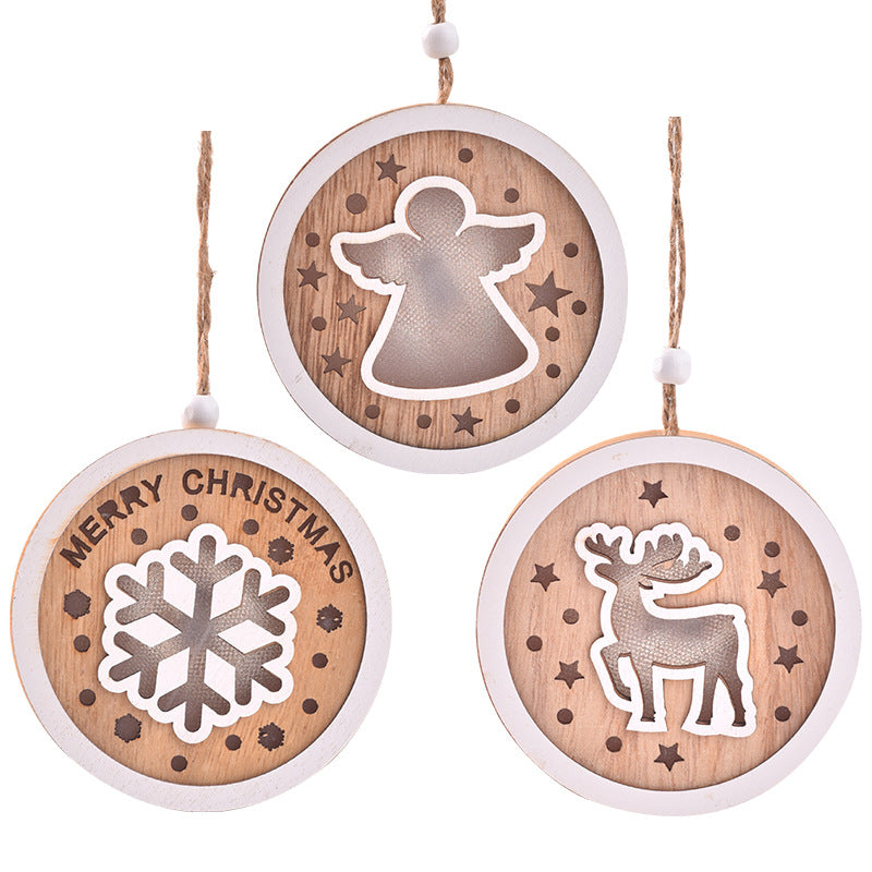 Wooden Christmas Light Pendant for Cozy Tree Decor