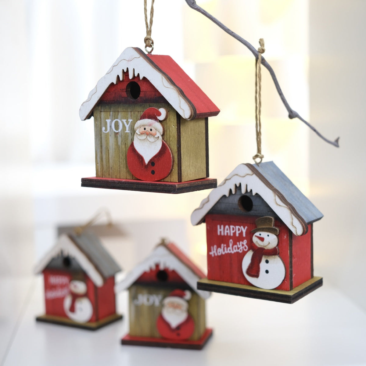 Wooden Christmas House Ornaments With Rustic Charm