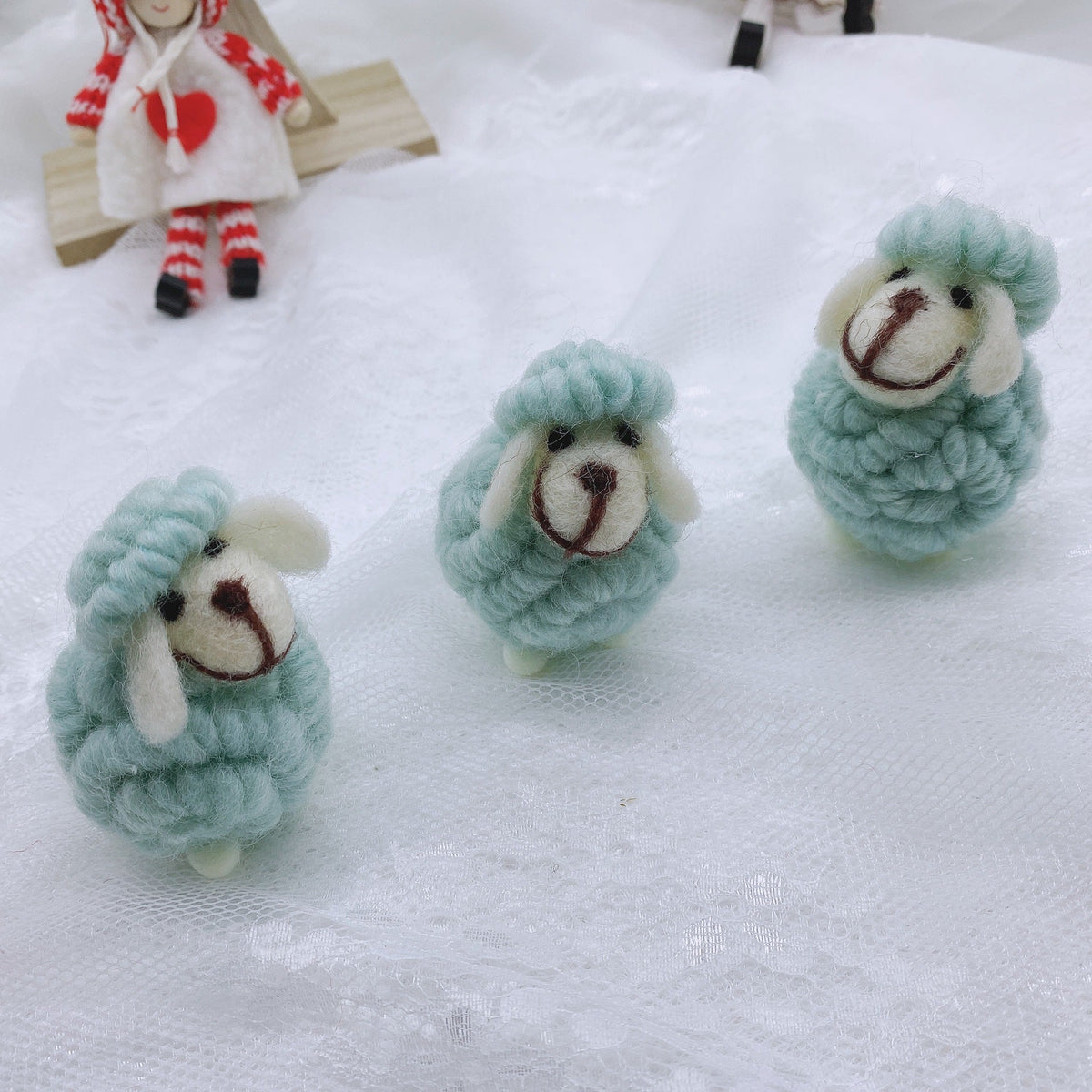 Christmas Wool Felt Lamb Ornament Cozy Tree Decor