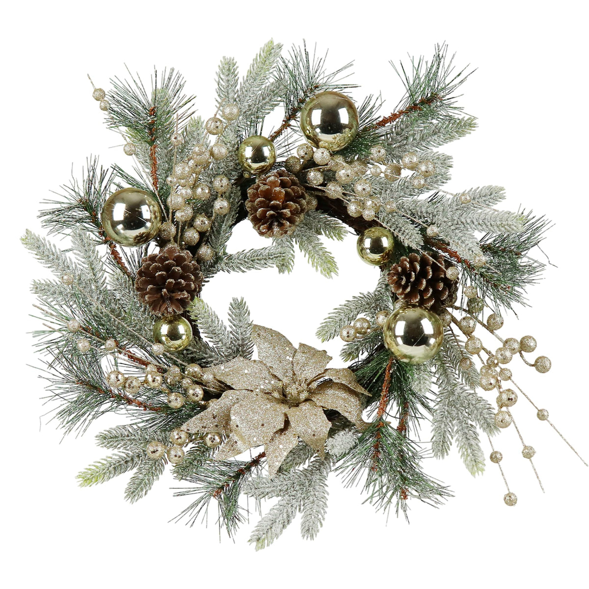 20 Inch Christmas Wreath with Warm Lights for Doors