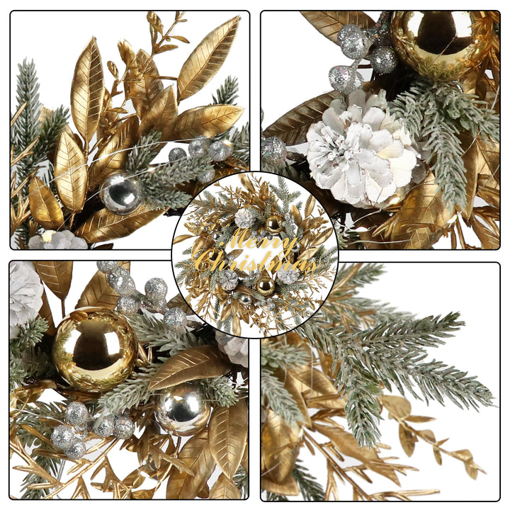 20-Inch Christmas Wreath with Warm LED Lights & Timer