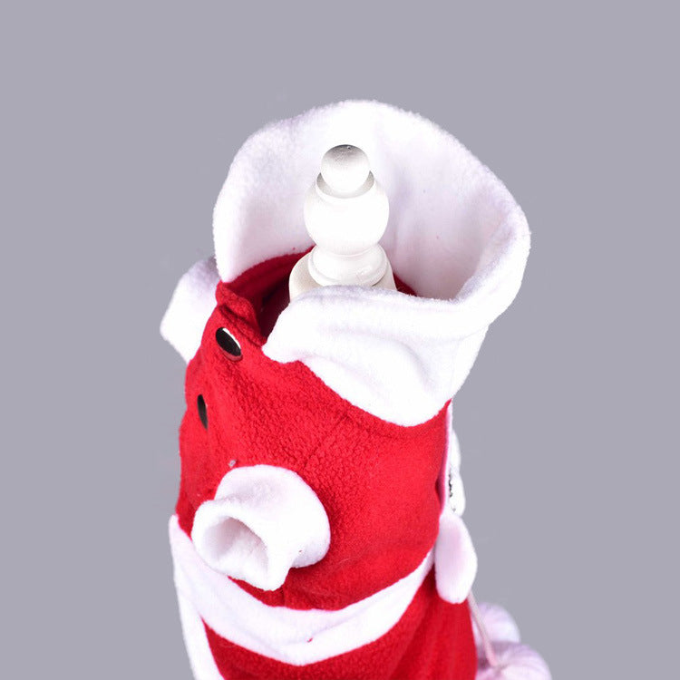 Pet Christmas Dress with Plush Faux-Fur Trim & Bow