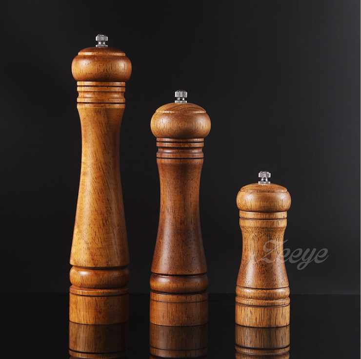 Oak Wood Pepper Mill Grinder with Adjustable Ceramic Core