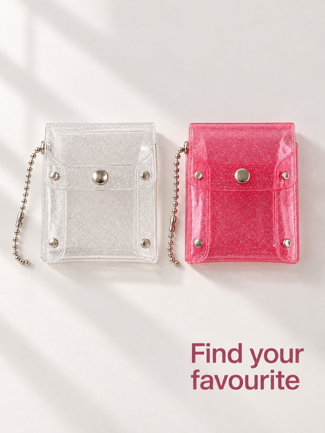 Clear Glitter Lipstick Pouch with Snap Closure
