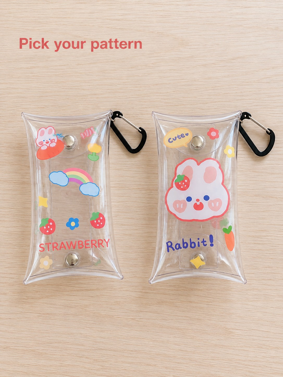 Clear Mini Coin Purse Keychain Lipstick Pouch with Clip