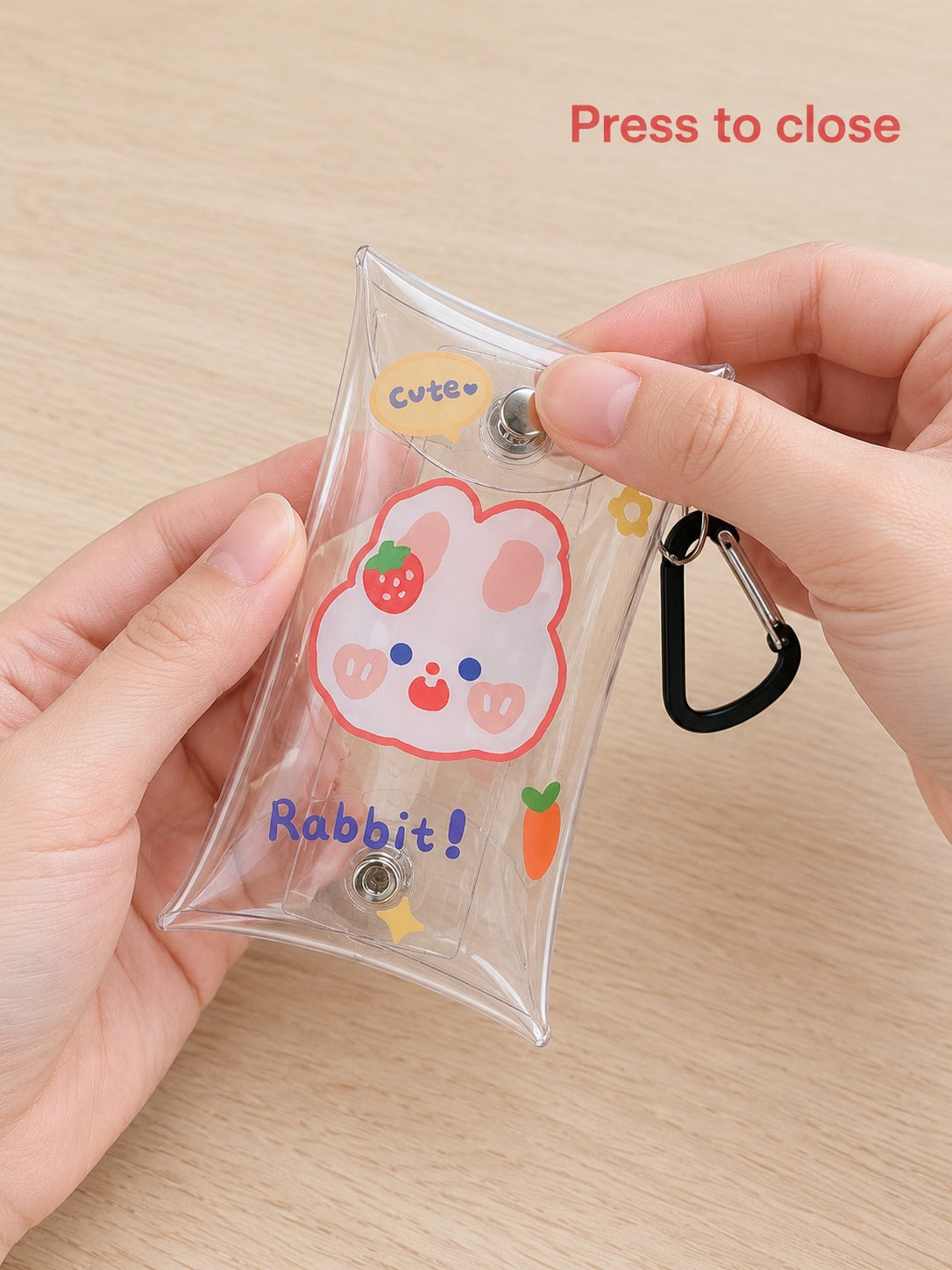 Clear Mini Coin Purse Keychain Lipstick Pouch with Clip