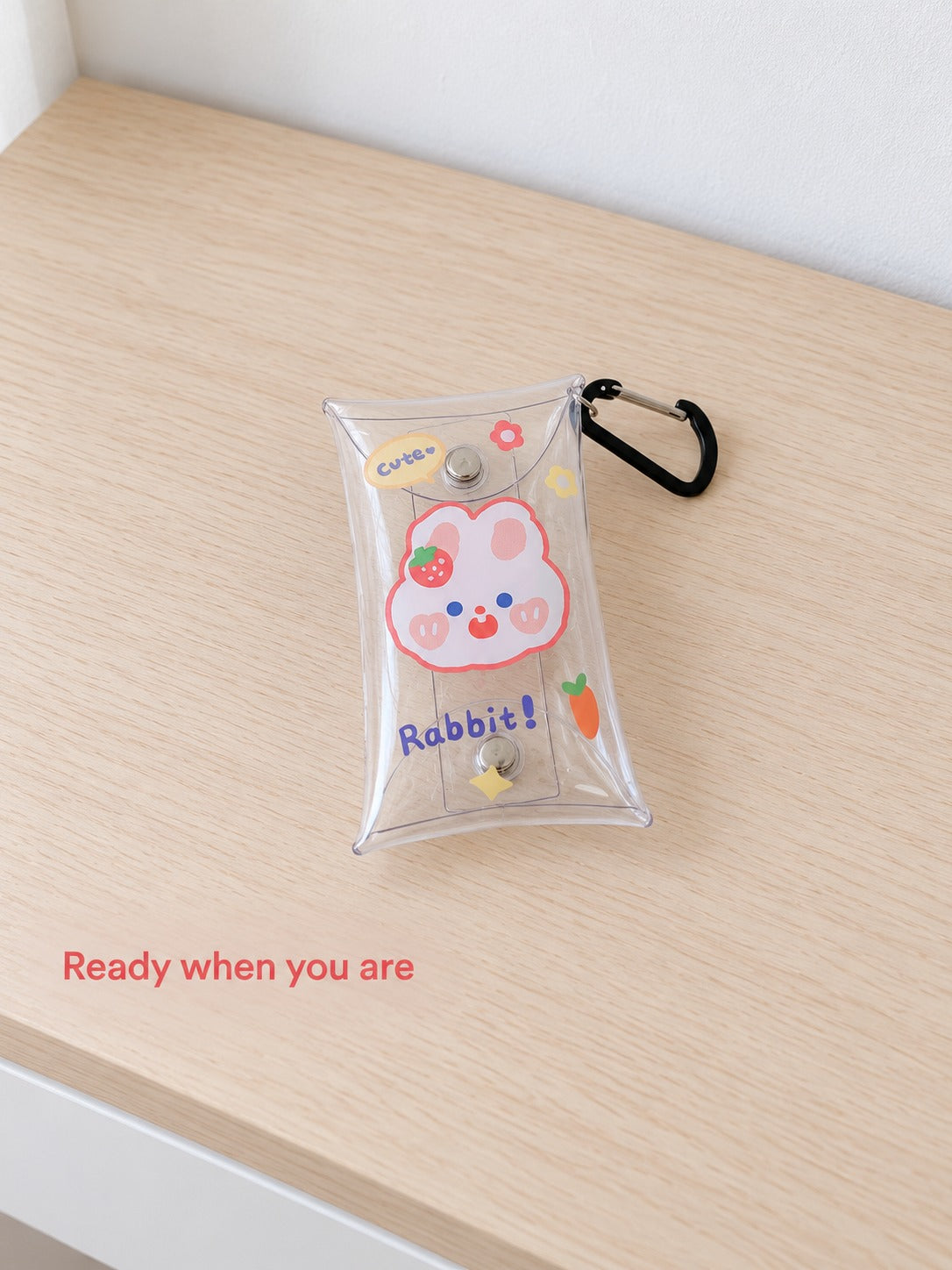 Clear Mini Coin Purse Keychain Lipstick Pouch with Clip