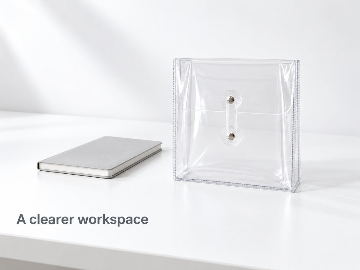 Clear PVC Desk Organizer Pouch for Stationery and Makeup