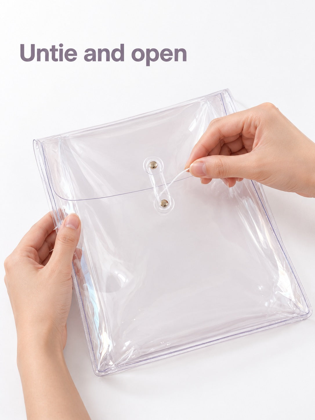 Clear PVC Hand File Bag for Bills, Tablets & Stationery