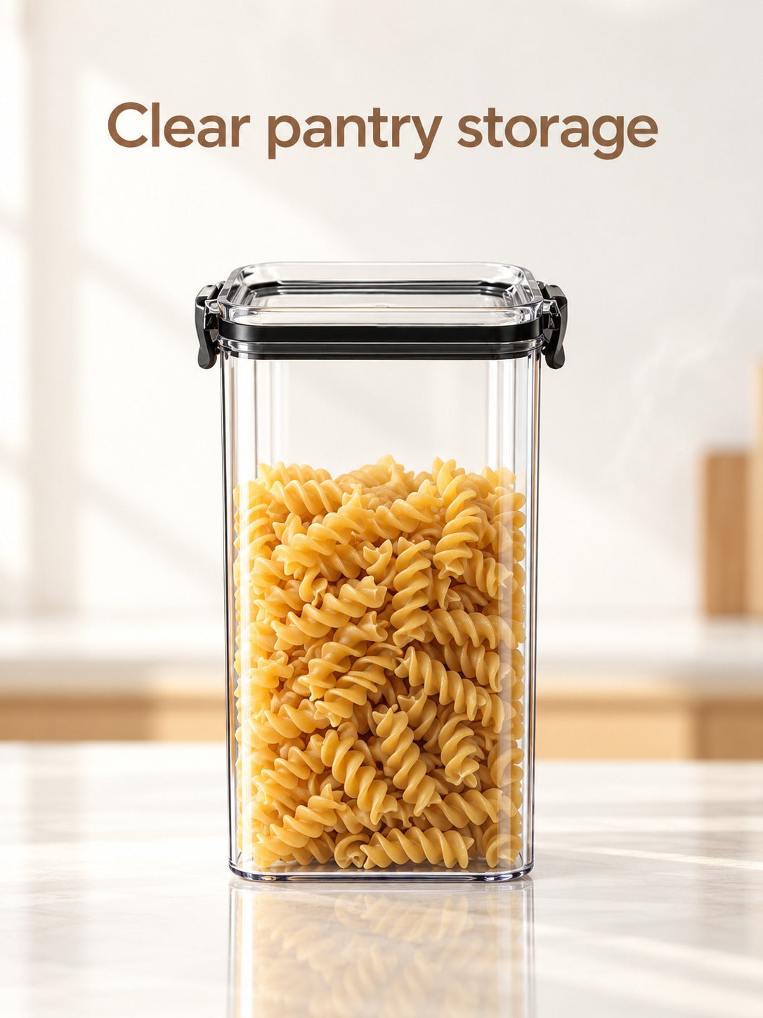 Clear Square Food Storage Canisters with Snap Lock Lids
