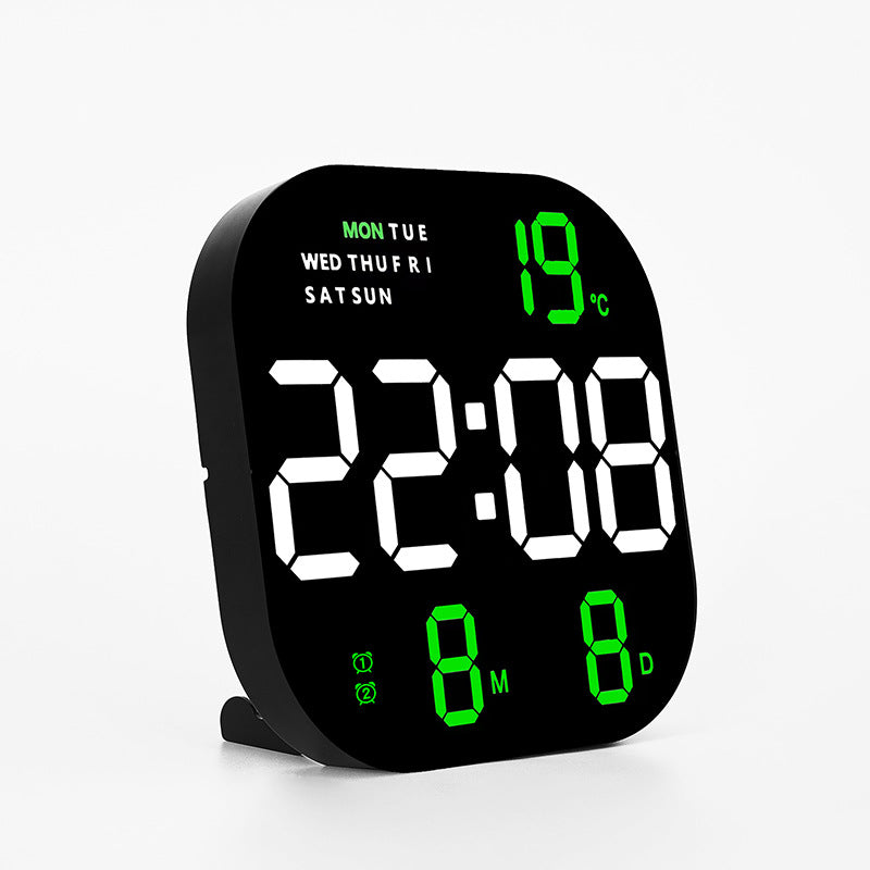 LED Wall Clock with Temperature, Date & Weekday Display