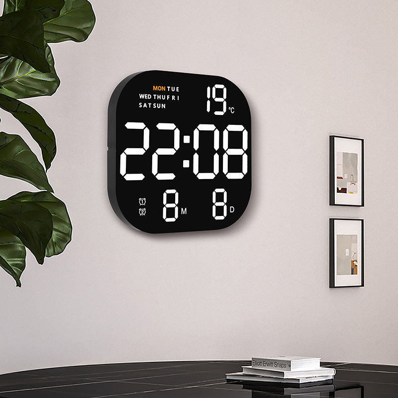 LED Wall Clock with Temperature, Date & Weekday Display