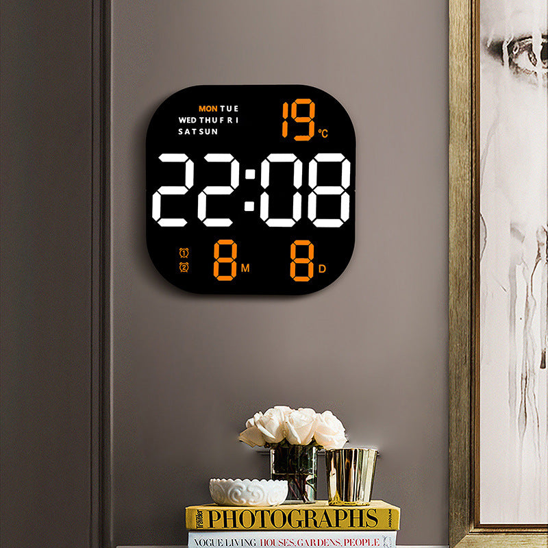 LED Wall Clock with Temperature, Date & Weekday Display