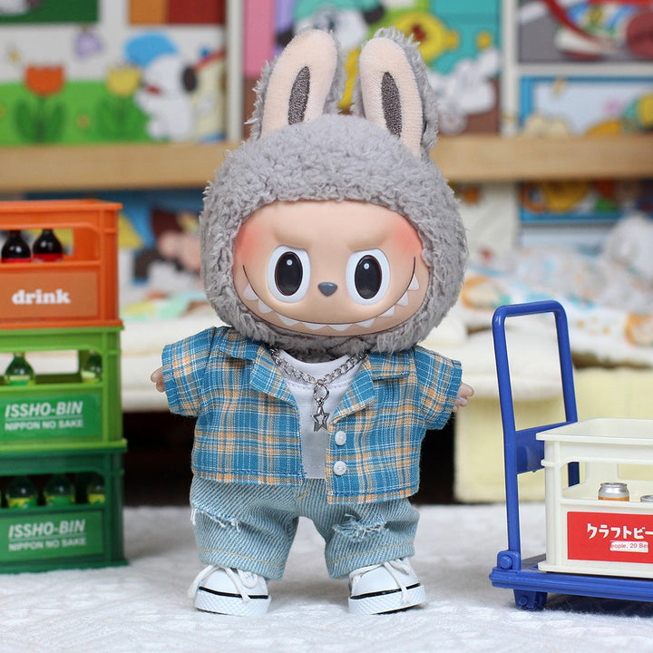 Labubu Doll Clothes T-Shirt & Ripped Jeans Outfit