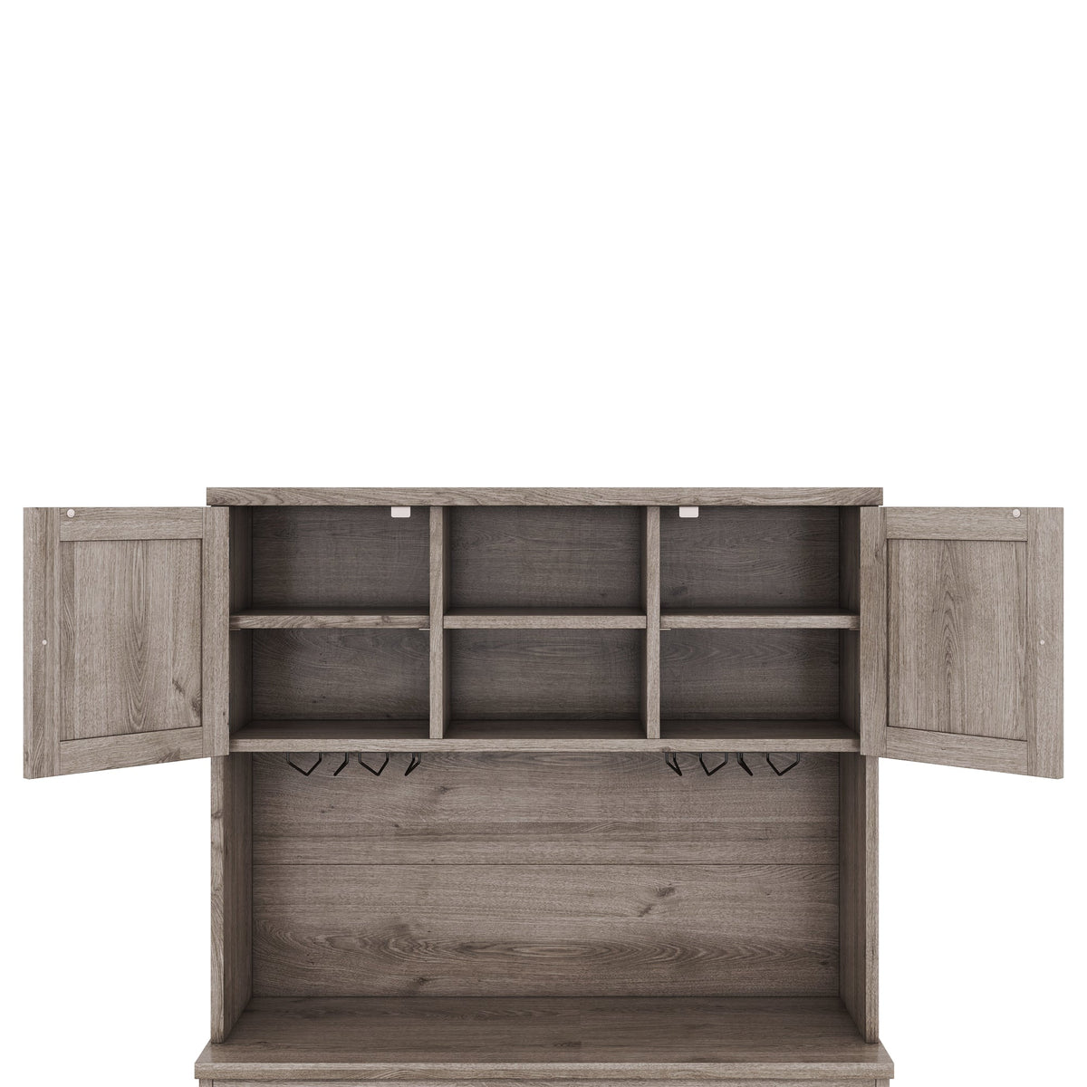 Farmhouse Coffee Bar Cabinet with Wine Rack & Storage