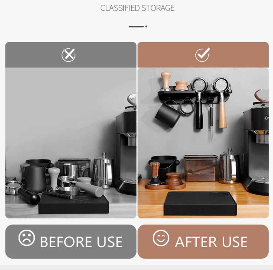No-Punch Coffee Machine Wall Rack for Portafilter Storage