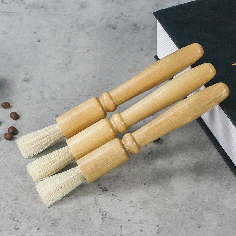 Pig Hair Coffee Grinder Brush With Solid Wood Handle