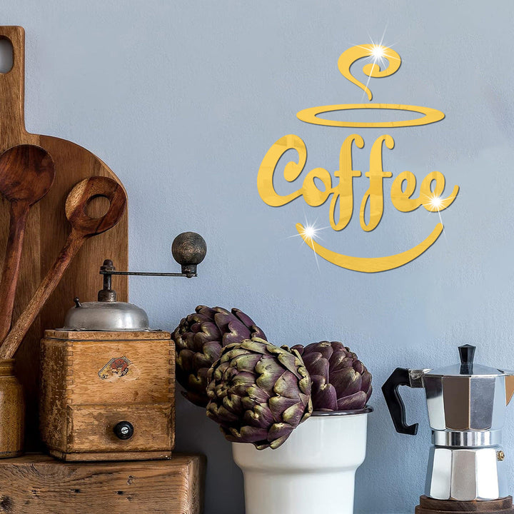Coffee Mirror Wall Stickers for Café-Style Kitchens