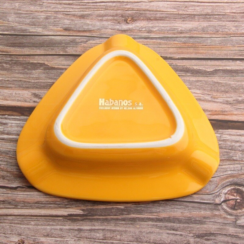Triangular Ceramic Cigar Ashtray with 3 Cigar Rests