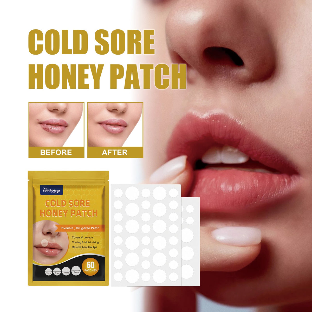Cold Sore Patches: Invisible Hydrocolloid Lip Cover