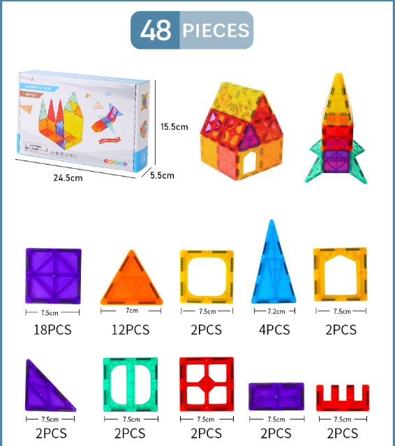 Magnetic Tiles for Kids: Colorful STEM Building Play